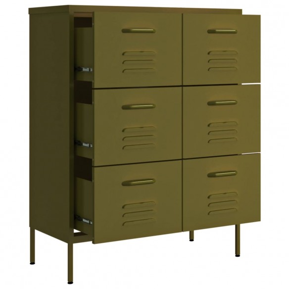 Armoire à tiroirs Vert olive 80x35x101,5 cm Acier