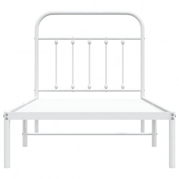 Cadre de lit métal avec tête de lit blanc 80x200 cm