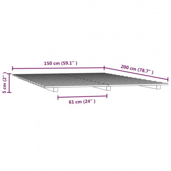 Cadre de lit 150x200 cm bois de pin massif