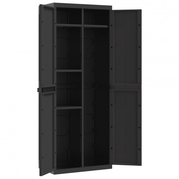 Armoire de rangement d'extérieur noir 65x37x165 cm PP