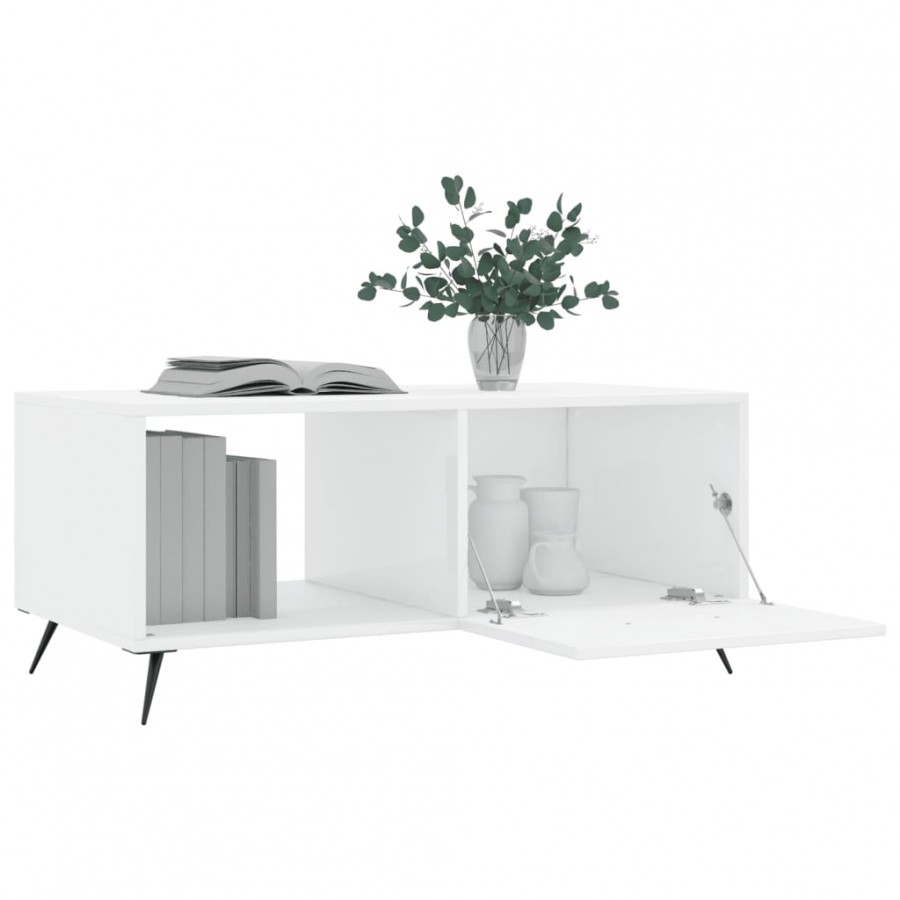Table basse Blanc brillant 90x50x40 cm  Table basse Blanc brillant 90x50x40 cm