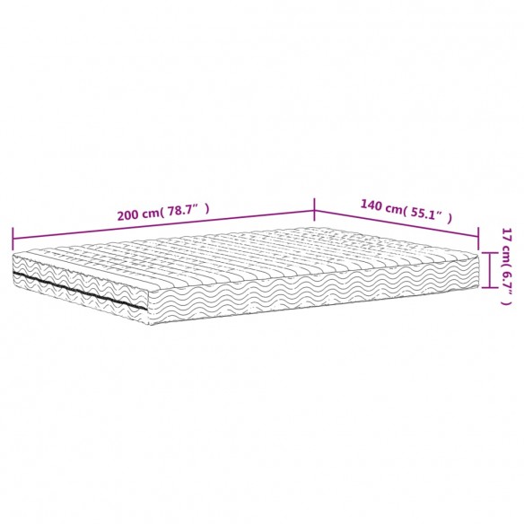 Matelas en mousse blanc 140x200 cm dureté H2 H3