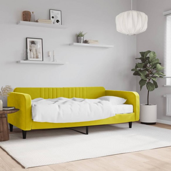 Lit de jour avec matelas jaune 100x200 cm velours