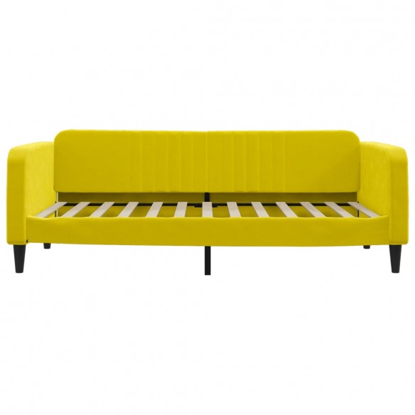 Lit de jour avec matelas jaune 100x200 cm velours