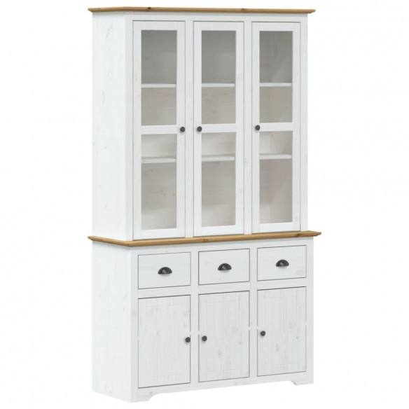 Buffet BODO blanc et marron 115,5x43x200,5cm bois massif de pin