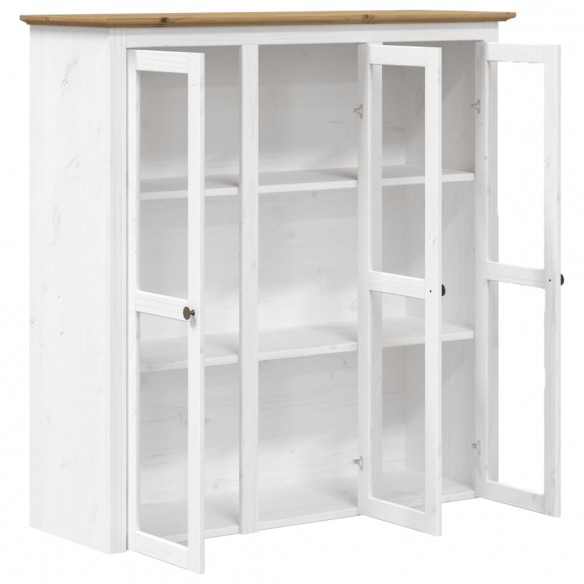 Buffet BODO blanc et marron 115,5x43x200,5cm bois massif de pin