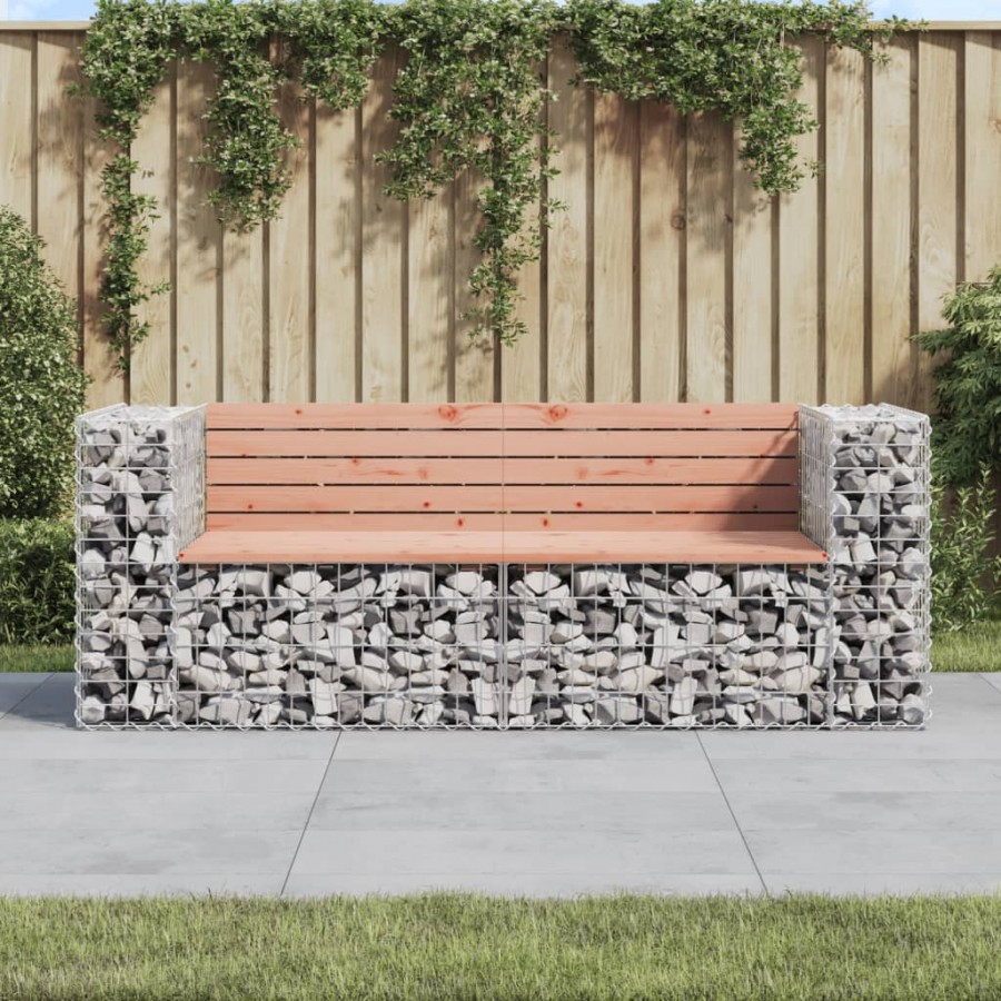 Banc de jardin design gabion 184x71x65,5 cm bois massif douglas