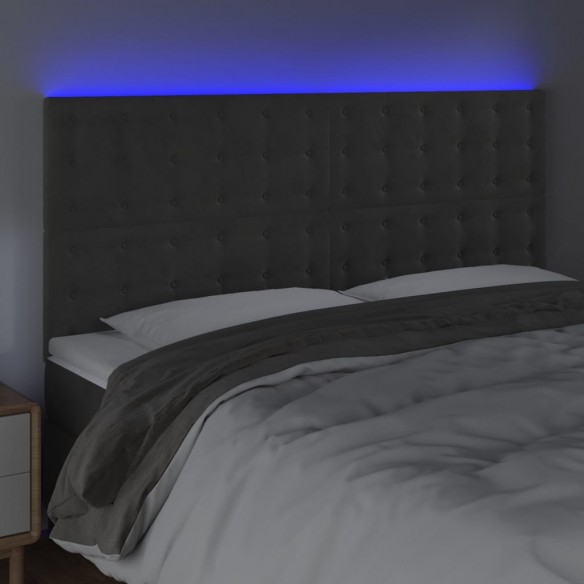 Tête de lit à LED Gris foncé 160x5x118/128 cm Velours