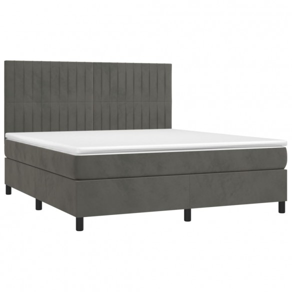 Cadre de lit matelas et LED Gris foncé 160x200 cm