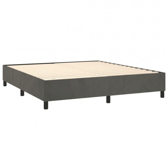 Cadre de lit matelas et LED Gris foncé 160x200 cm