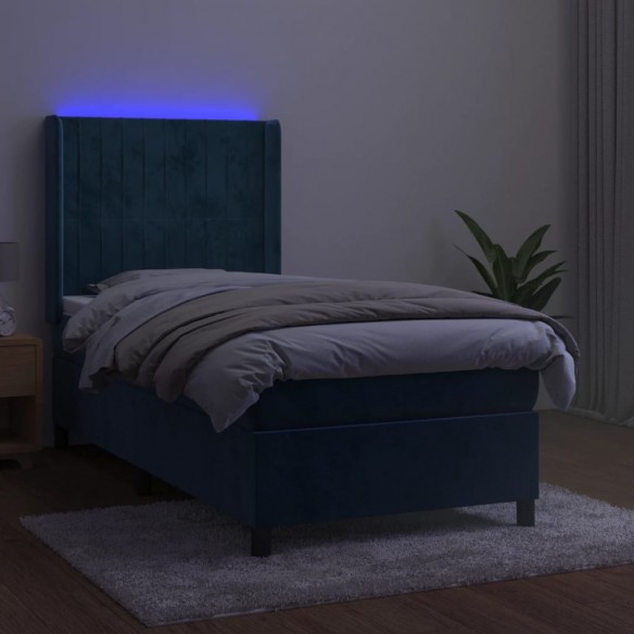 Sommier à lattes de lit matelas LED Bleu foncé 80x200cm Velours