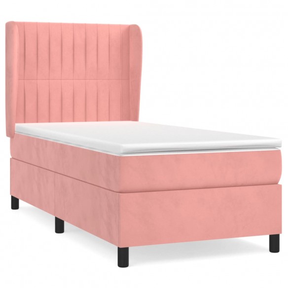 Cadre de lit avec matelas Rose 90x200 cm Velours