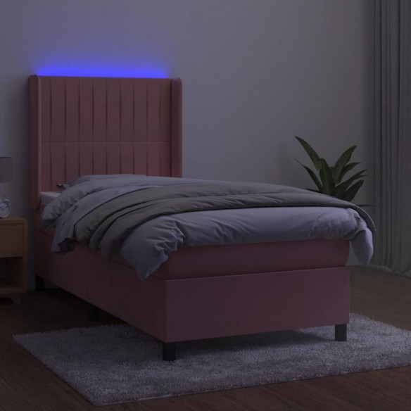 Cadre de lit matelas et LED Rose 90x200 cm Velours