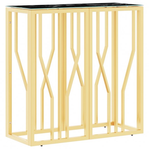 Table console doré 70x30x70 cm acier inoxydable et verre