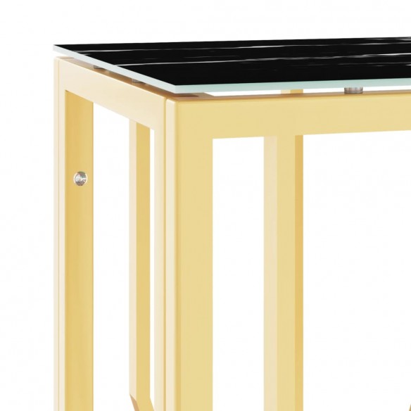 Table console doré 70x30x70 cm acier inoxydable et verre