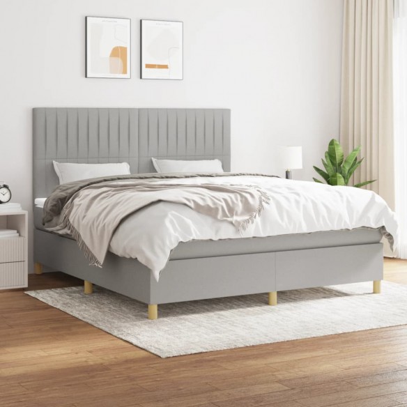 Cadre de lit avec matelas Gris clair 180x200cm Tissu