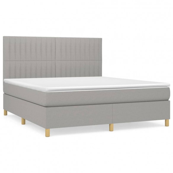 Cadre de lit avec matelas Gris clair 180x200cm Tissu