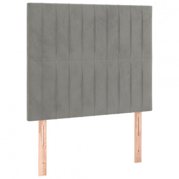 Cadre de lit et matelas Gris clair 90x190 cm Velours