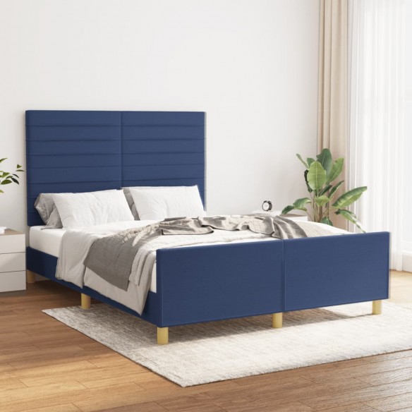 Cadre de lit avec tête de lit Bleu 140x190 cm Tissu