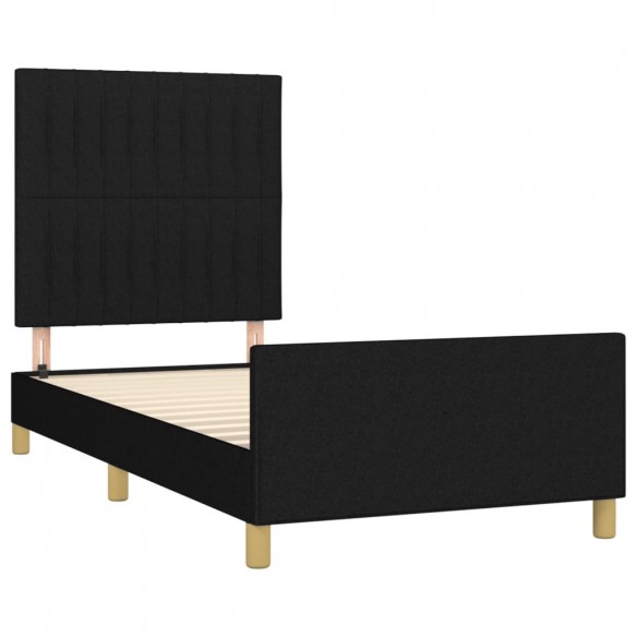 Cadre de lit avec tête de lit Noir 90x190 cm Tissu