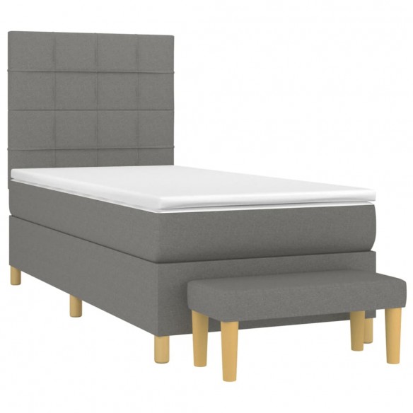 Cadre de lit avec matelas Gris foncé 80x200 cm Tissu