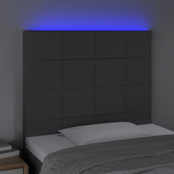 Tête de lit à LED Gris foncé 80x5x118/128 cm Tissu