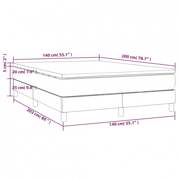 Cadre de lit avec matelas Marron foncé 140x200 cm