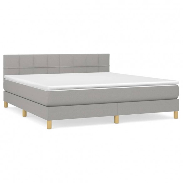 Sommier à lattes de lit avec matelas Gris clair 160x200cm Tissu