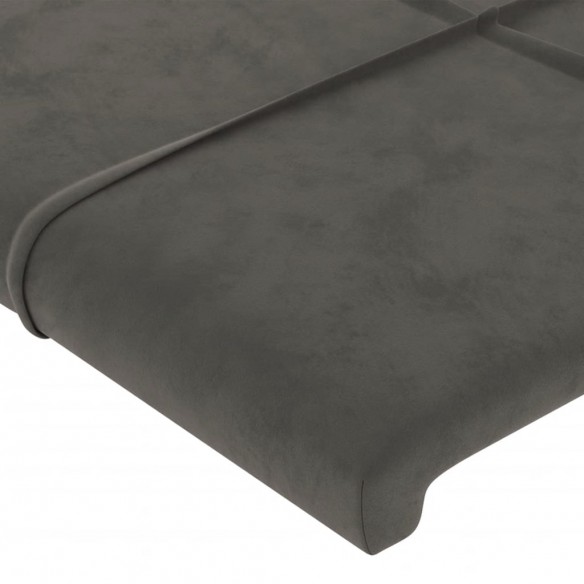 Cadre de lit avec tête de lit Gris foncé 90x190 cm Velours