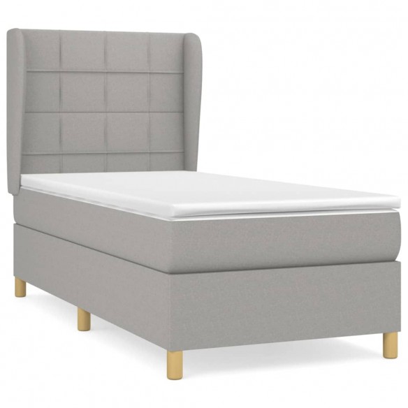 Sommier à lattes de lit avec matelas Gris clair 80x200 cm Tissu