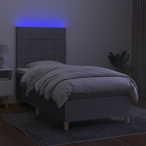 Cadre de lit et matelas et LED Gris clair 80x200cm