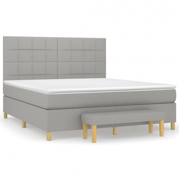 Cadre de lit avec matelas Gris clair 160x200cm Tissu