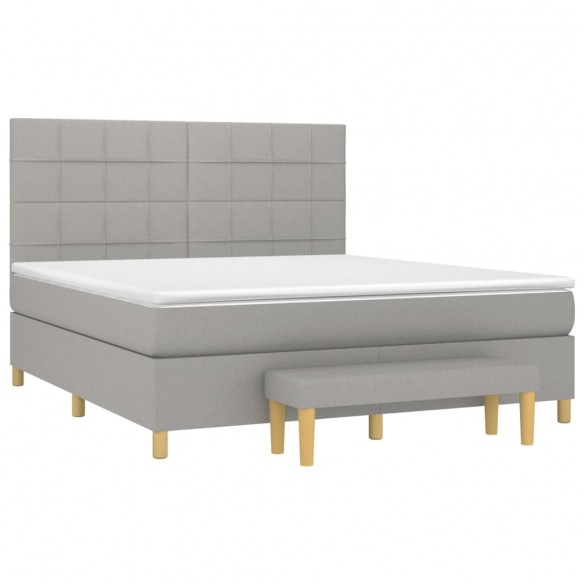 Cadre de lit avec matelas Gris clair 160x200cm Tissu