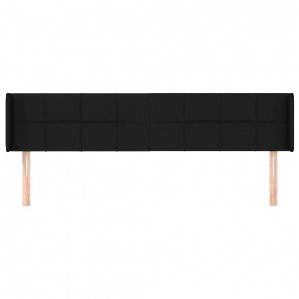 Tête de lit avec oreilles Noir 183x16x78/88 cm Tissu