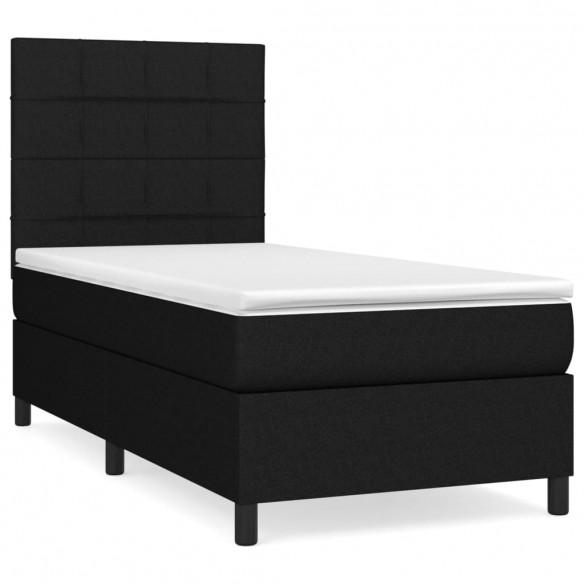 Cadre de lit avec matelas Noir 90x200 cm Tissu