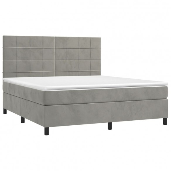 Cadre de lit matelas et LED Gris clair 180x200 cm