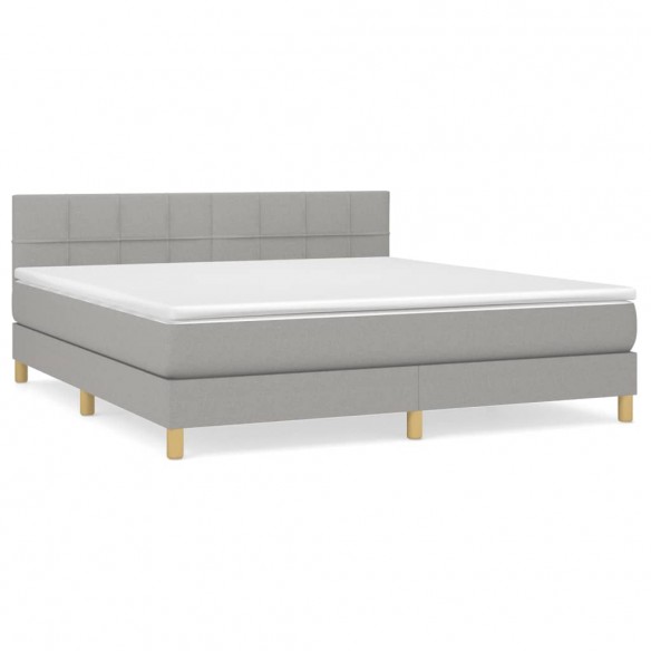 Sommier à lattes de lit avec matelas Gris clair 180x200cm Tissu