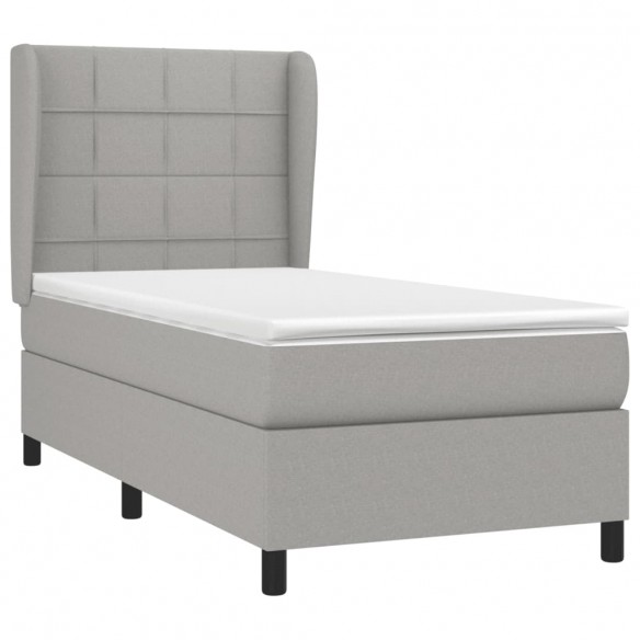 Sommier à lattes de lit avec matelas Gris clair 90x200 cm Tissu