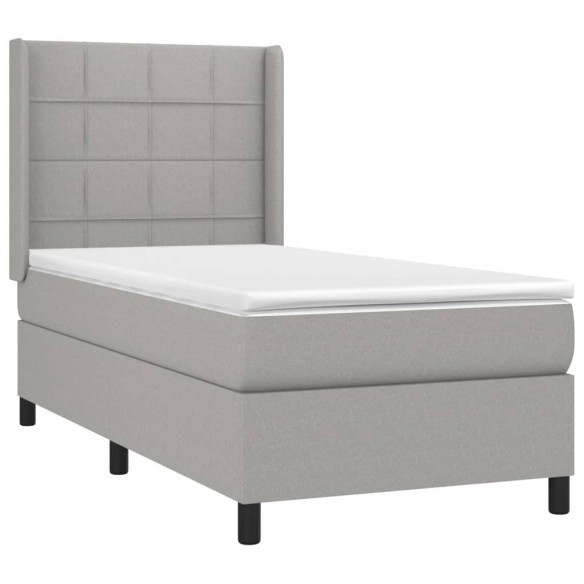 Cadre de lit et matelas Gris clair 90x190 cm Tissu