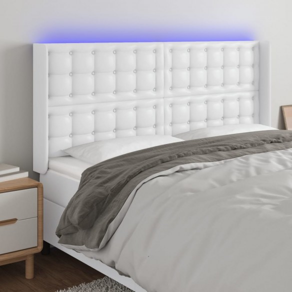 Tête de lit à LED Blanc 183x16x118/128 cm Similicuir