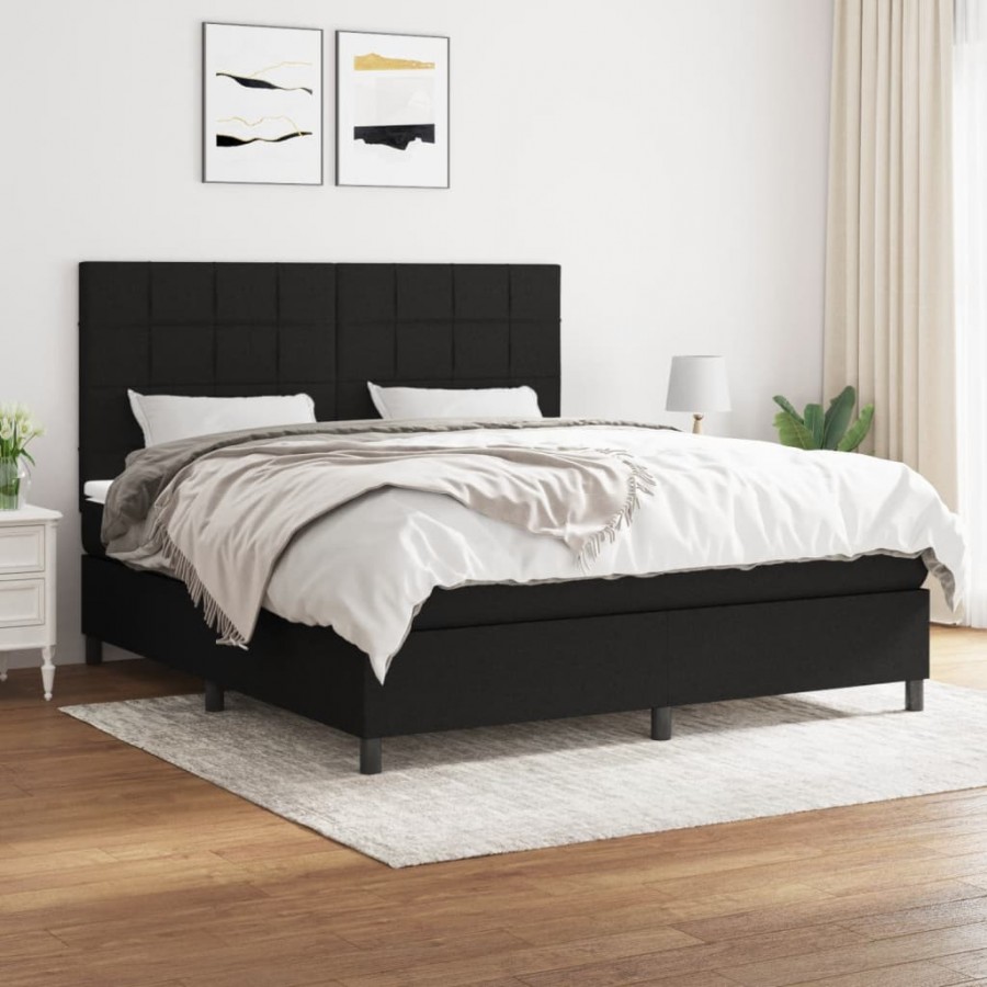 Cadre de lit avec matelas Noir 160x200 cm Tissu