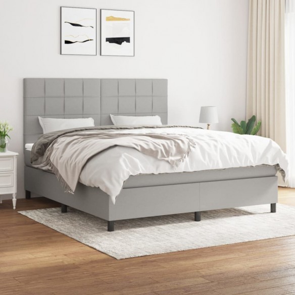 Cadre de lit avec matelas Gris clair 180x200cm Tissu