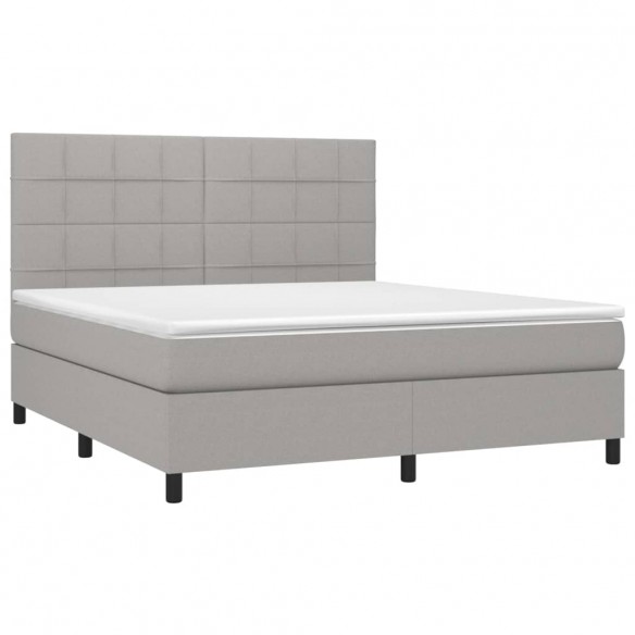 Cadre de lit avec matelas Gris clair 180x200cm Tissu