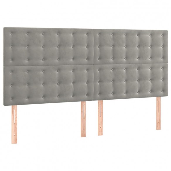 Tête de lit à LED Gris clair 200x5x118/128 cm Velours