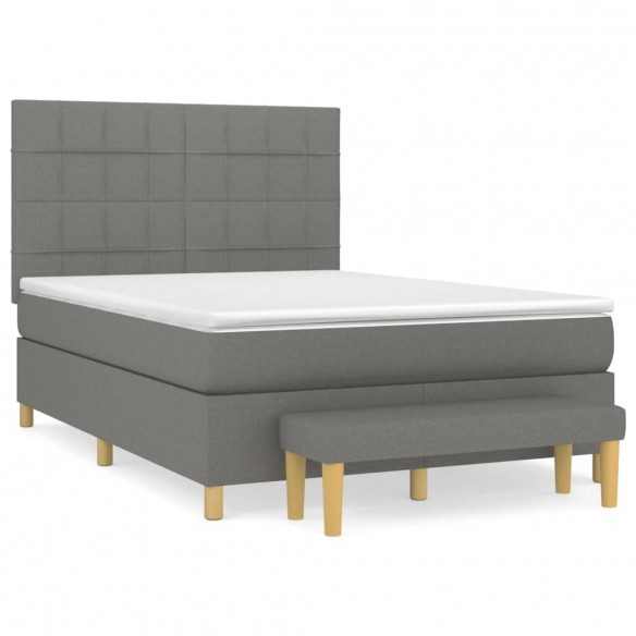 Sommier à lattes de lit avec matelas Gris foncé 140x190cm Tissu