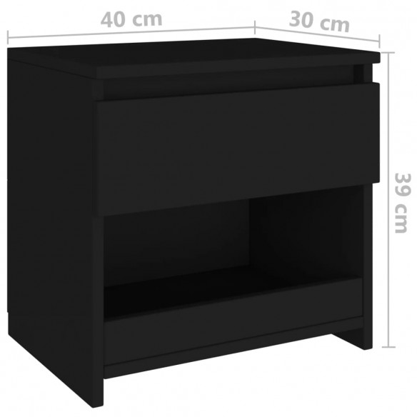 Table de chevet Noir 40x30x39 cm Aggloméré