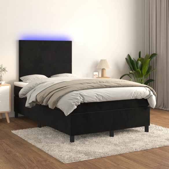 Cadre de lit et matelas LED Noir 120x200 cm Velours