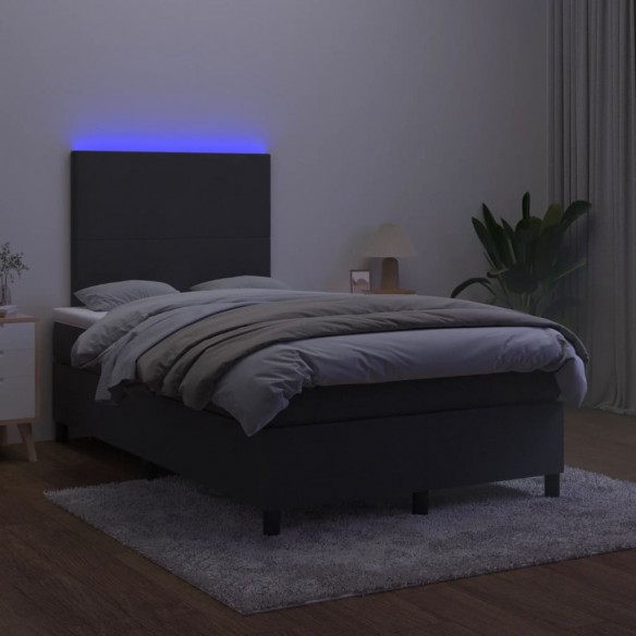 Cadre de lit et matelas LED Noir 120x200 cm Velours