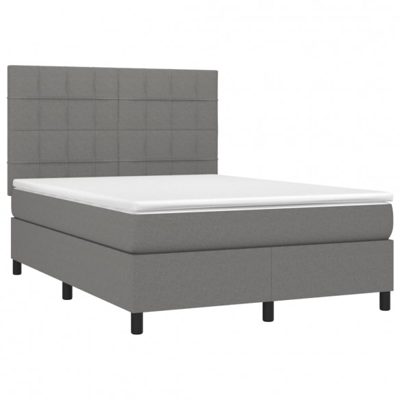 Sommier à lattes de lit avec matelas Gris foncé 140x190cm Tissu