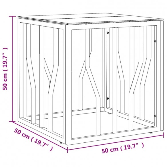 Table basse argenté 50x50x50 cm acier inoxydable et verre